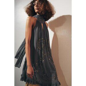 ZARA ZW COLLECTION EMBROIDERED HALTER DRESS